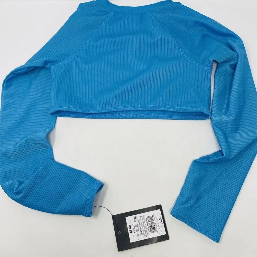 Art Class Girls Size Medium 8 Cyber Long Sleeve Swim Top in Blue Turquoise‎ 746